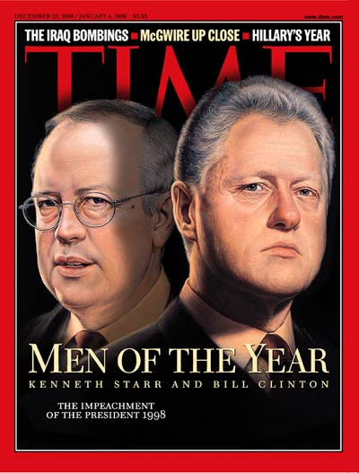 Portada de Time con Starr y Clinton, las personalidades del au00f1o 1998