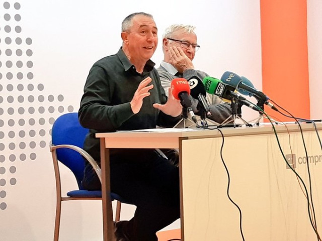 Joan Baldoví y Joan Ribó en rueda de prensa