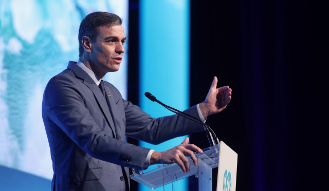 El presidente del Gobierno, Pedro Sánchez, durante su intervención en la  inauguración del X Foro Exceltur, en IFEMA /Madrid (España), a 21 de enero de 2020.