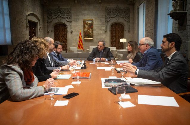 El presidente de la Generalitat, Quim Torra, se ha reunido con sus consellers para analizar los efectos del temporal 'Gloria'.