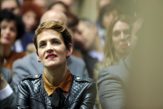 La presidenta de Navarra, María Chivite, en el pabellón de la región durante la celebración del Día de Navarra en la Feria Internacional de Turismo, Fitur 2020 durante su tercera jornada, en Madrid (España), a 24 de enero de 2020.