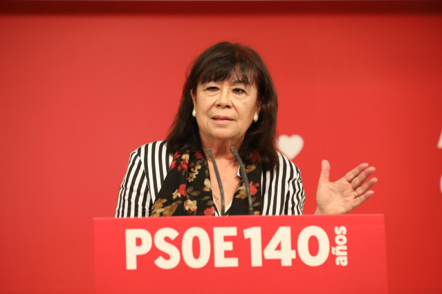 La presidenta del PSOE, Cristina Narbona en rueda de prensa tras la  reunión de la Comisión Ejecutiva Federal del PSOE, en Madrid (España), a 27 de enero de 2020.