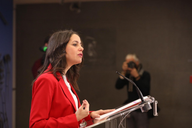 La presidenta y portavoz del Grupo Parlamentario Ciudadanos, Inés Arrimadas en rueda de prensa para informar sobre iniciativas parlamentarias, en el Congreso de los Diputados, en Madrid (España). a 21 de enero de 2020.