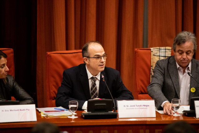 El exconseller de Presidencia de la Generalitat y preso del 'procés', Jordi Turull, declara ante la Comisión de Investigación de la aplicación del 155 en Catalunya, en Barcelona /Catalunya, a 28 de enero de 2020.