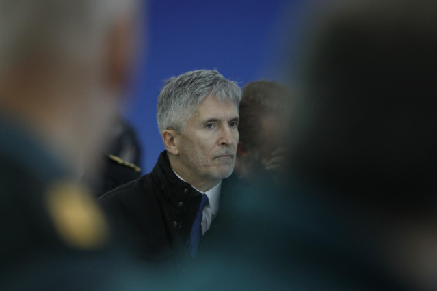 El ministro del Interior, Fernando Grande-Marlaska, en su visita por Mallorca para ver las consecuencias tras el paso de la borrasca 'Gloria', en Mallorca /Islas Baleares (España), a 28 de enero de 2020.