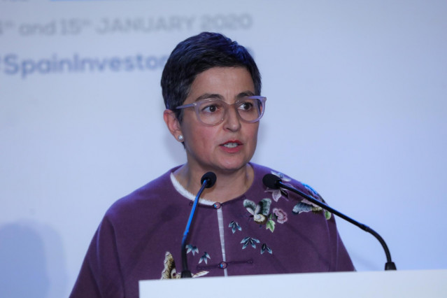 La ministra de Asuntos Exteriores, UE y Cooperación, Arancha González Laya, interviene en la primera jornada de la X edición del 'Spain Investors Day' en el Palacio de la Bolsa de Madrid el 14 de enero de 2020.