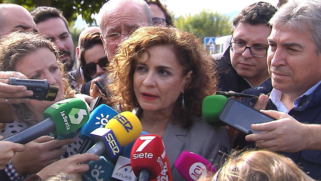 La ministra de Hacienda y portavoz del Gobierno, María Jesús Montero, durante su visita a Málaga.
