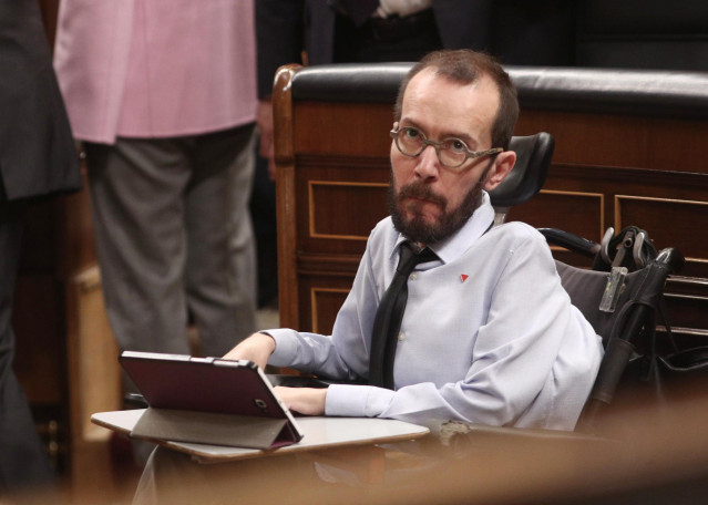 El portavoz de Unidas Podemos en el Congreso de los Diputados, Pablo Echenique, en el Congreso de los Diputados