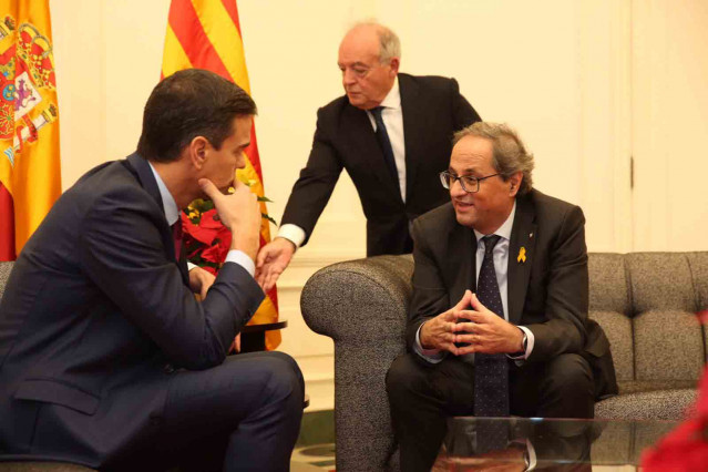 Pedro Sánchez y Quim Torra en Pedralbes