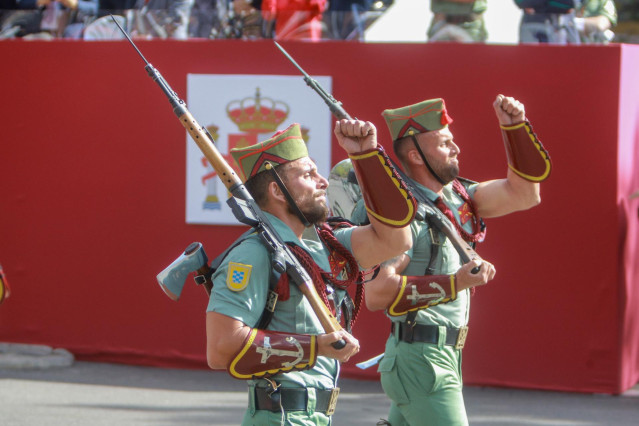 Militares participantes en el desfile del Día de la Fiesta Nacional, en Madrid (España) a 12 de octubre de 2019.