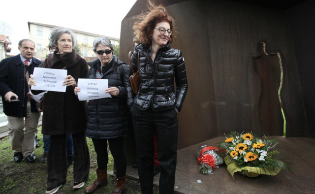 La vicepresidenta primera de la Comisión de Libertades Civiles, Justicia e Interior del Parlamento Europeo, Maite Pagazaurtundua, en el homenaje a su hermano, Joseba Pagazaurtundua