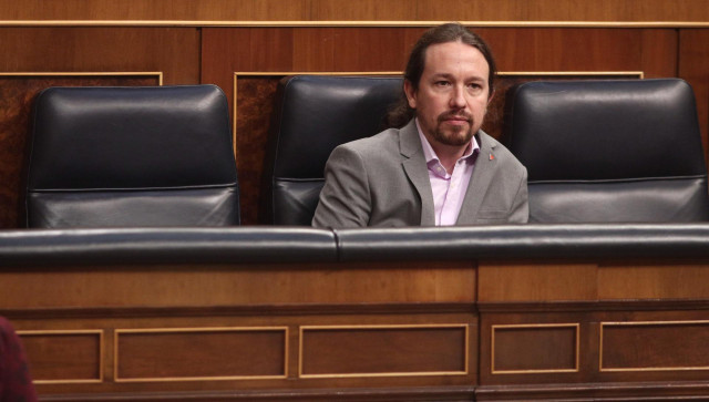 El vicepresidente de Derechos Sociales y Agenda 2030, Pablo Iglesias, durante la Solemne Sesión de Apertura de la XIV Legislatura, en Madrid (España), a 3 de febrero de 2020.