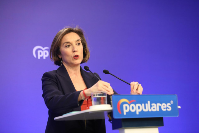 La vicesecretaria de Política Social del Partido Popular, Cuca Gamarra, en rueda de prensa tras la reunión del Comité de Dirección del PP, en Madrid (España), a 10 de febrero de 2020.