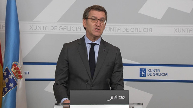 El presidente de la Xunta de Galicia, Alberto Núñez Feijóo, en la rueda de prensa donde ha justificado la decisión de adelantar las elecciones gallegas al 5 de abril.