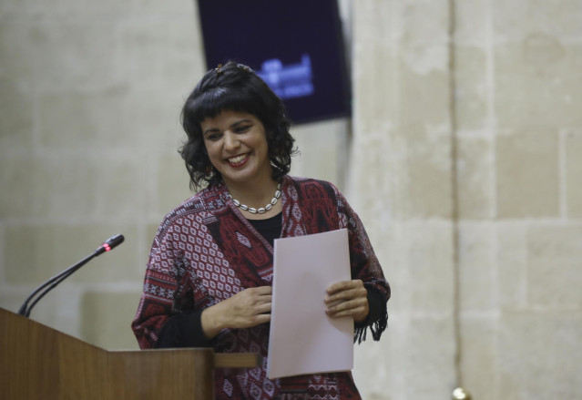 Segunda sesión del Pleno extraordinario del Parlamento andaluz para informar sobre el Estado de la Comunidad Autónoma. Intervención de la líder de Adelante Andalucía, Teresa Rodríguez. En el Parlamento de Andalucía, a 28 de enero de 2020.