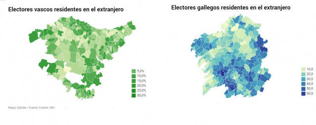 Electores en País Vasco y Galicia en el extranjero