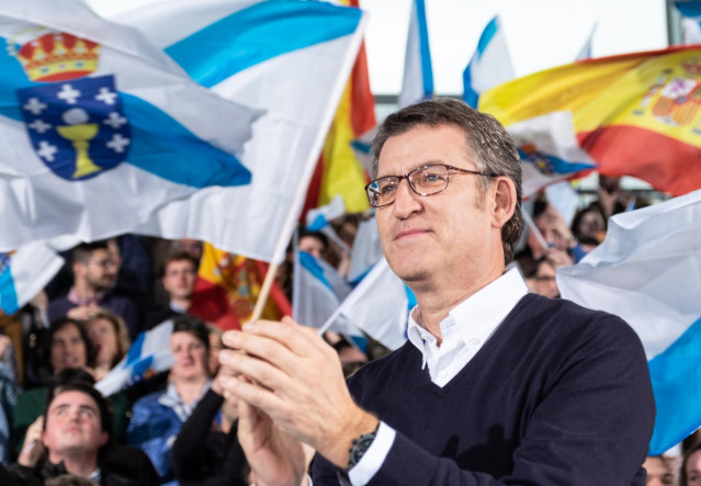El presidente de la Xunta y del PP de Galicia, Alberto Núñez Feijóo, en su proclamación como candidato a las elecciones autonómicas del 5 de abril.