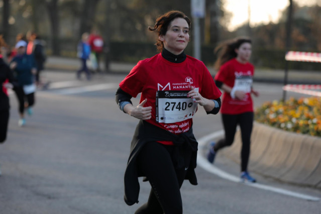 La presidenta de la Comunidad de Madrid, Isabel Díaz Ayuso, participa en IX Carrera por la Salud Mental organizada por la Fundación Manantial, en Madrid (España) a 16 de febrero de 2020.