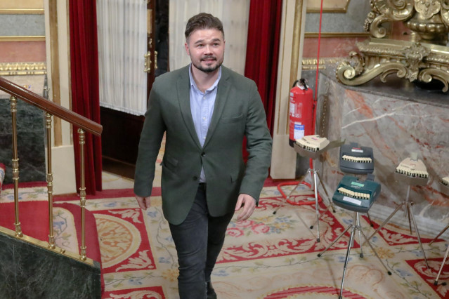 El portavoz de ERC en el Congreso Gabriel Rufián durante una sesión plenaria en el Congreso de los Diputados