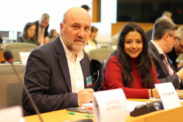El coordinador de Izquierda Unida en la Región de Murcia, José Luis Álvarez Castellanos, en Bruselas