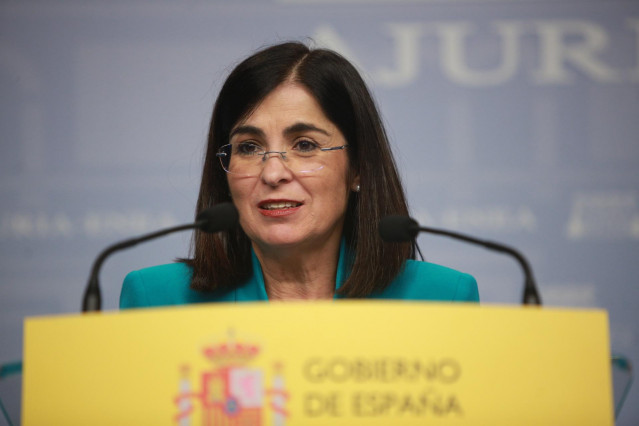 La Ministra de Política Territorial y Función Pública, Carolina Darias, interviene en la reunión convocada con miembros del Gobierno vasco en Vitoria.