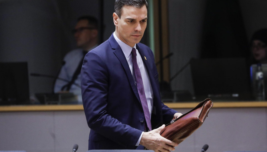 21 February 2020, Belgium, Brussels: Spain Prime Minister Pedro Sanchez attends the second day of an extraordinary EU summit on the European Budget 2021-2027. Photo: Thierry Roge/BELGA/dpa
