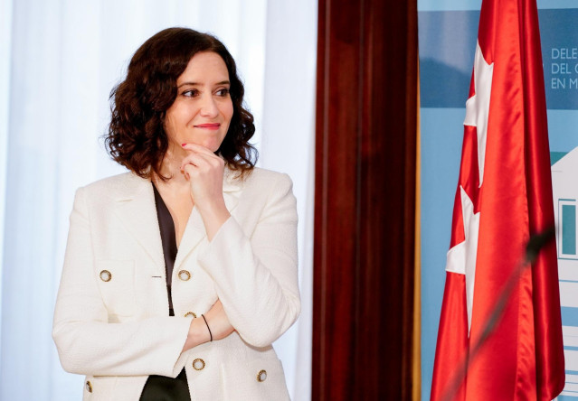 La presidenta de la Comunidad de Madrid, Isabel Díaz Ayuso, durante la toma de posesión del nuevodelegado del Gobierno en Madrid, José Manuel Franco.