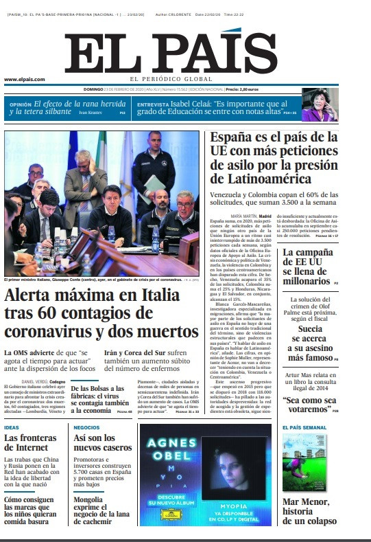 Portada 23 de febrero El País.