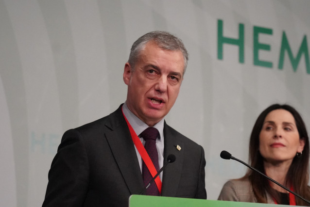 El lehendakari del Gobierno Vasco, Iñigo Urkullu, durante la presentación de las listas de los candidatos del EAJ-PNV a las elecciones vascas del próximo 5 de abril, en Bilbao/País Vasco (España) a 24 de febrero de 2020.