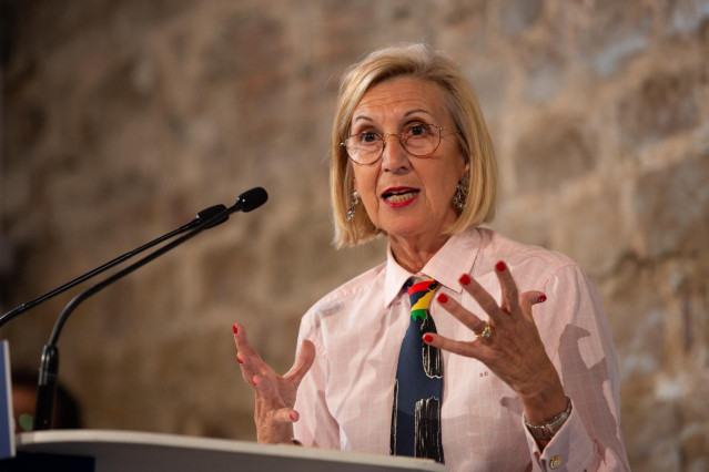 La fundadora de UPyD, Rosa Díez durante su intervención en el acto de campaña del Partido Popular en el Museo de Historia de Barcelona (España), a 6 de noviembre de 2019.