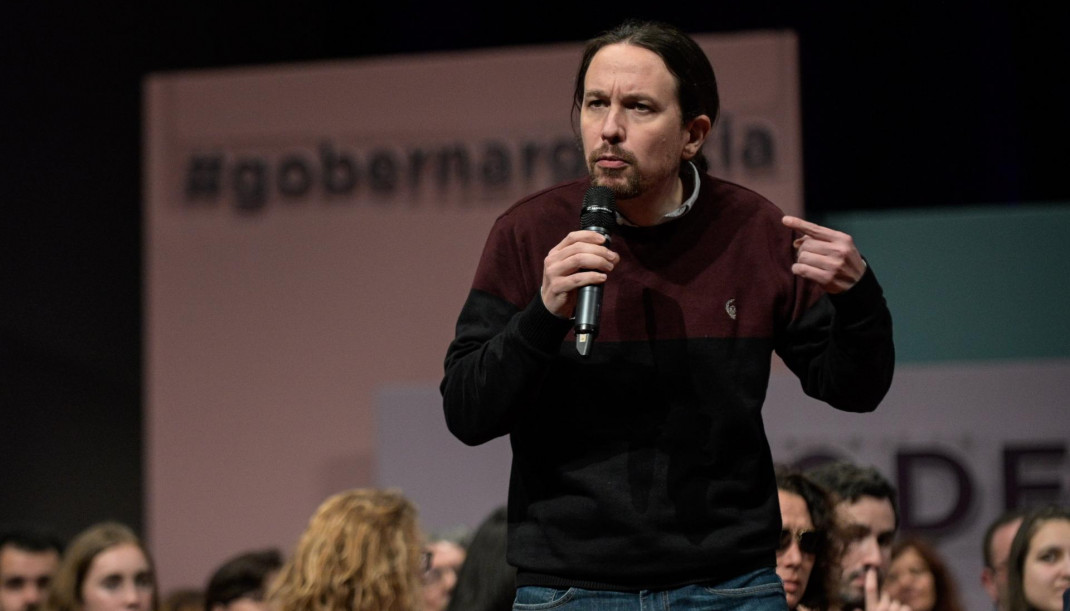 El vicepresidente del Gobierno y secretario general de Podemos, Pablo Iglesias, durante un acto de Galicia en Común en A Coruña a 29 de febrero de 2020