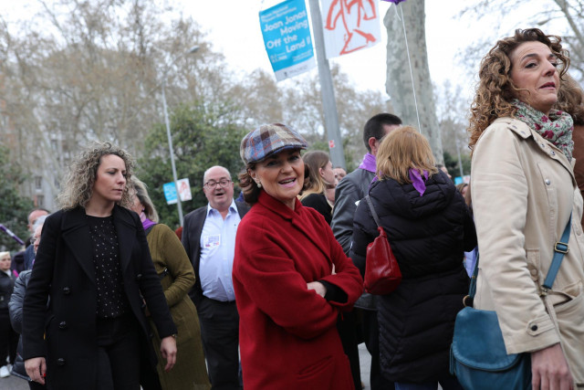La vicepresidenta primera del Gobierno, Carmen Calvo, en los momentos previos a la manifestación del 8M (Día Internacional de la Mujer), en Madrid a 8 de marzo de 2020.