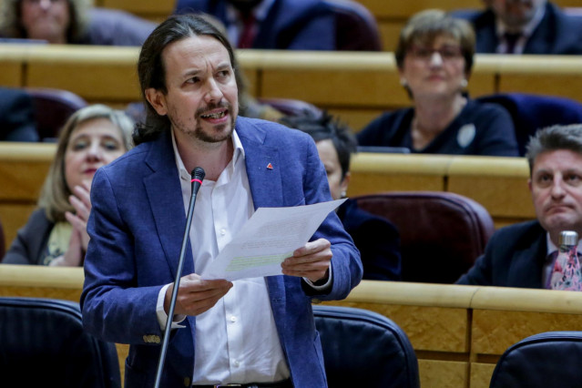 El vicepresidente segundo y ministro de Derechos Sociales y Agenda 2030, Pablo Iglesias, en el Senado