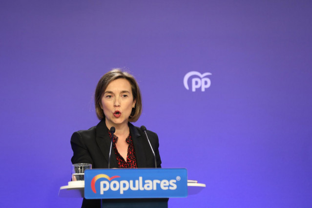 La vicesecretaria de Política Social del Partido Popular, Cuca Gamarra, durante una rueda de prensa tras la reunión del Comité de Dirección del partido, en Madrid (España) a 2 de marzo de 2020.
