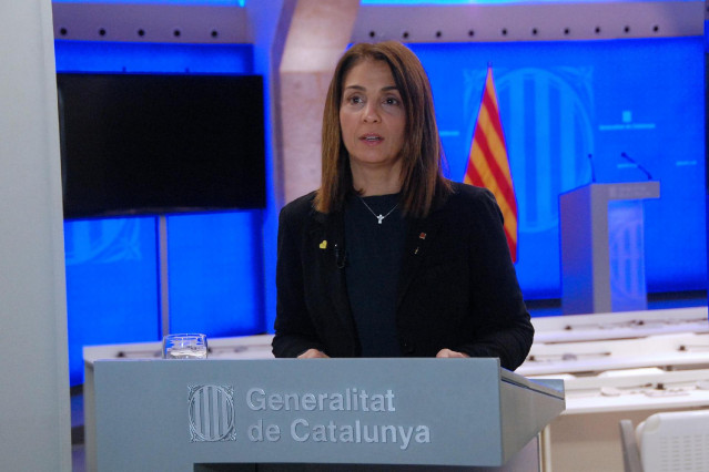 La consellera de Presidencia y portavoz de la Generalitat, Meritxell Budó, en rueda de prensa el 31 de marzo de 2020.
