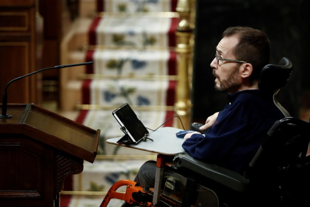 El portavoz parlamentario de Unidas Podemos, Pablo Echenique, durante el pleno celebrado el pasado miércoles en el Congreso de los Diputados en Madrid