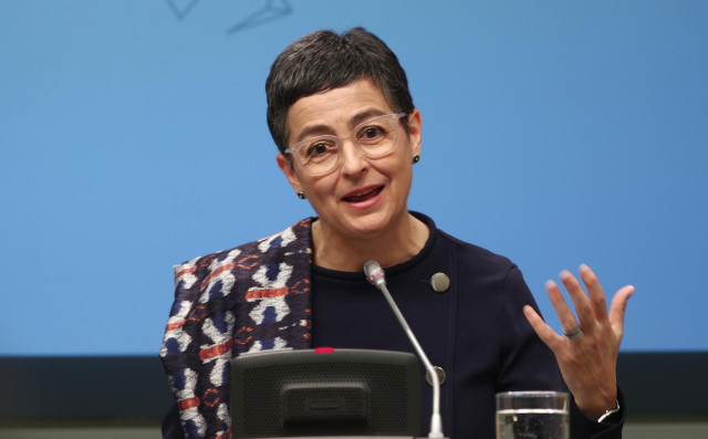 La ministra de Asuntos Exteriores, Unión Europea y Cooperación, Arancha González Laya en rueda de prensa en el Palacio de Viana, en Madrid (España), a 9 de marzo de 2020.