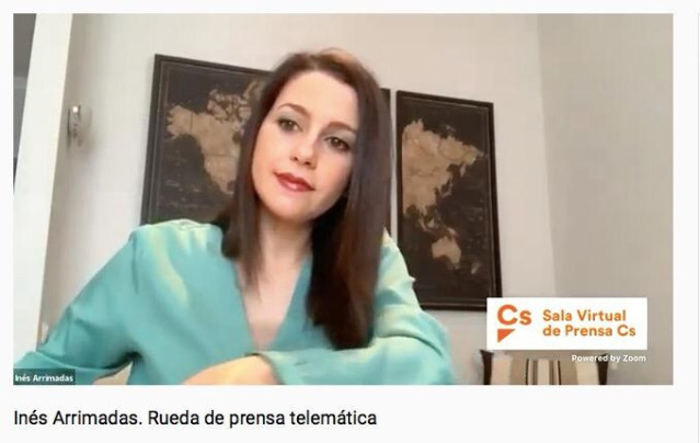 Rueda de prensa telemática de Inés Arrimadas