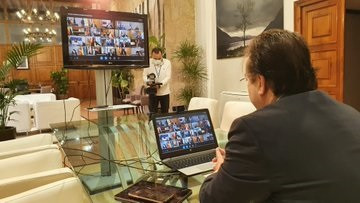 Vara, durante la videoconferencia de este domingo