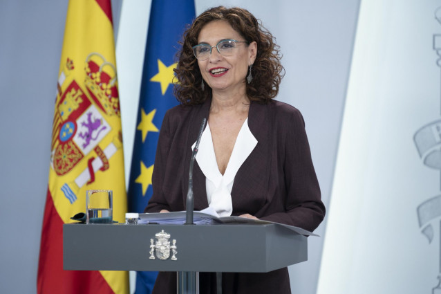 La ministra de Hacienda y portavoz del Gobierno, María Jesús Montero, durante una rueda de prensa tras el Consejo de Ministros, en Madrid (España) a 7 de abril de 2020.