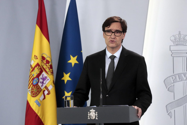 El ministro de Sanidad, Salvador Illa, durante su comparecencia en una rueda de prensa
