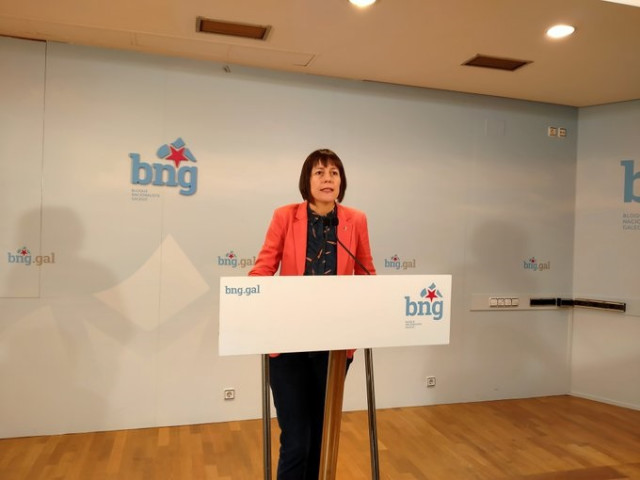 La portavoz nacional del BNG, Ana Pontón, en una rueda de prensa tras reunirse con la Executiva Nacional.