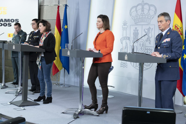 El JEMAD, general Miguel Ángel Villarroya, en rueda de prensa en el Palacio de la Moncloa
