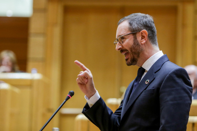 El portavoz del Partido Popular en el Senado, Javier Maroto, en un Pleno.