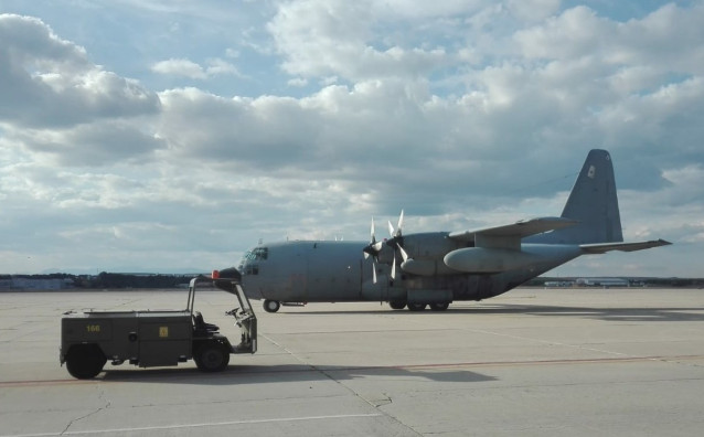 Avión del Ejército del Aire con el material sanitario para la protección frente al coronavirus donado por la República Checa