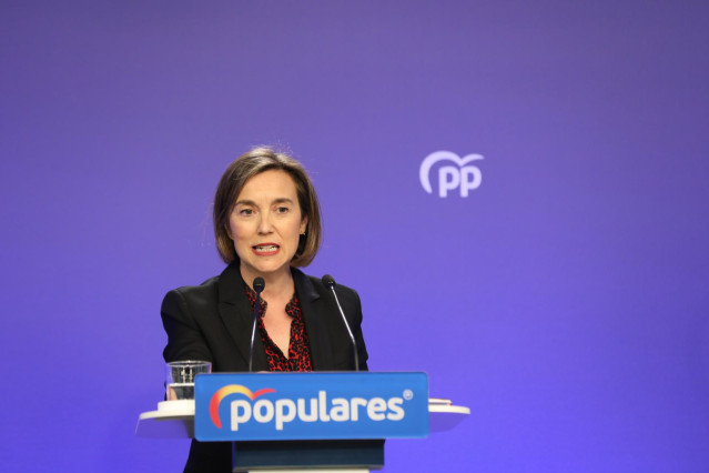 La vicesecretaria de Política Social del Partido Popular, Cuca Gamarra, durante una rueda de prensa tras la reunión del Comité de Dirección del partido, en Madrid (España) a 2 de marzo de 2020.