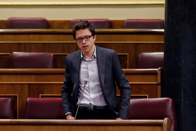 El líder de Más País, íñigo Errejón, durante la primera sesión de control al Ejecutivo en el Congreso