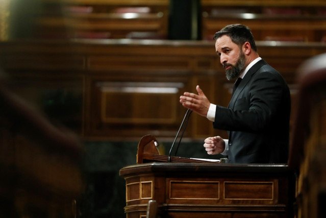 El presidente de Vox, Santiago Abascal, en el Pleno del Congreso