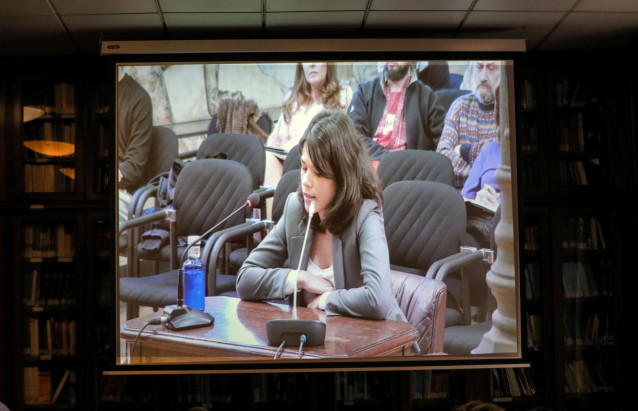 Isa Serra durante el juicio en Tribunal Superior de Justicia de Madrid por participar en una protesta contra un desahucio en 2014.