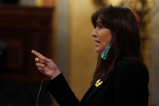 La diputada de Junts per Catalunya, Laura Borrás, durante su intervención en el pleno del Congreso este miércoles